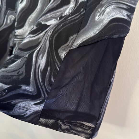 Pink Active Black and Gray Marble Print Gym Shorts - Picture 2 of 5